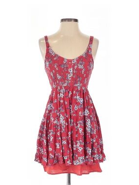 Japna Red Floral Smocked Mini Dress